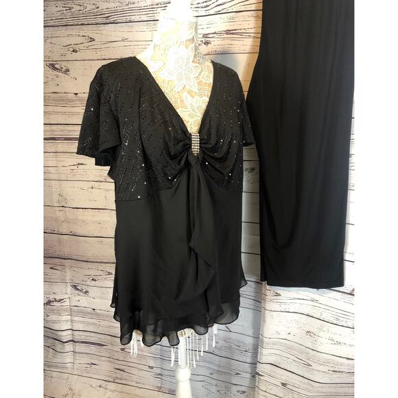 Dressbarn plus collection formal 2 piece outfit black short sleeves  size 24 - Picture 10 of 13